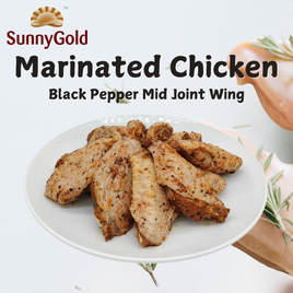 SunnyGold Marinated Chicken Black Pepper Mid Joint Wing 500g