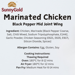 SunnyGold Marinated Chicken Black Pepper Mid Joint Wing 500g