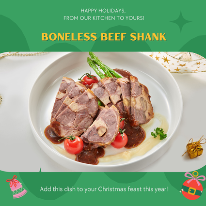 [Christmas] Slow Cooked Boneless Beef Shank 1.2kg Stuffed with Chestnut Stuffing and Herb Gravy