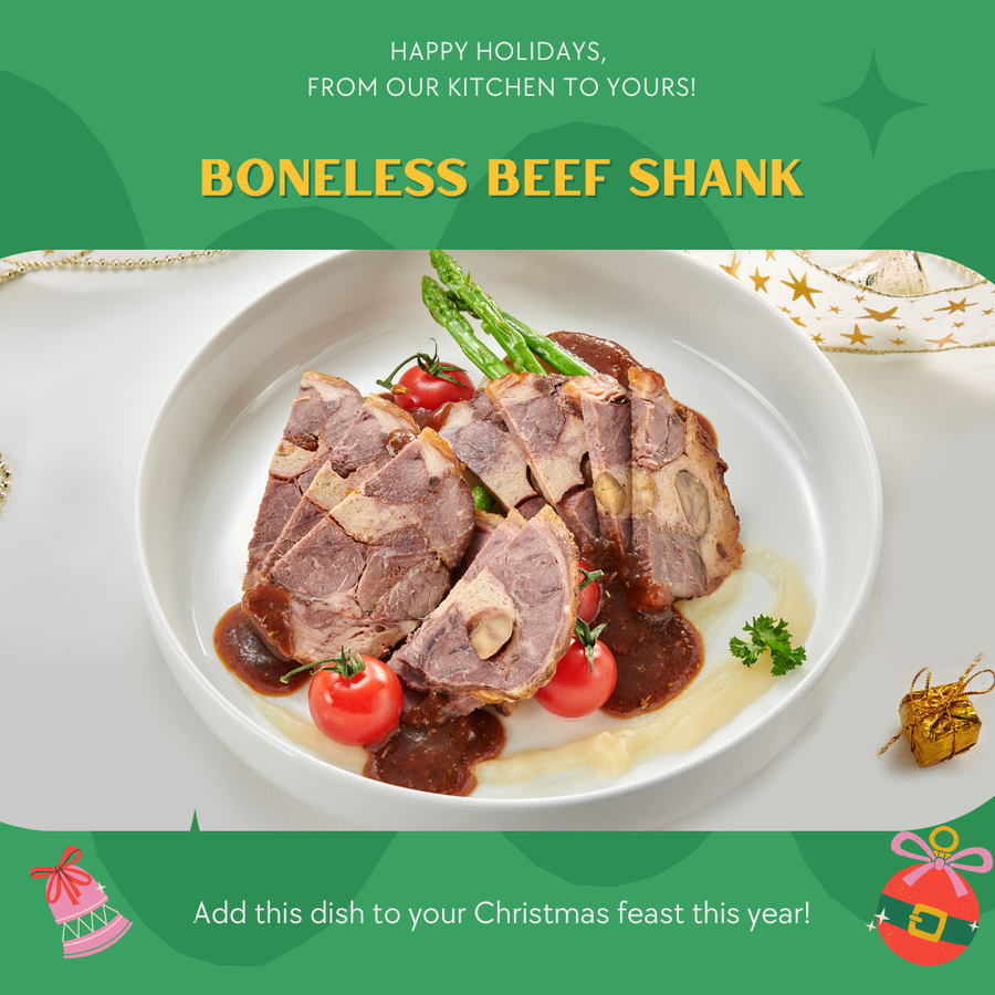 [Christmas] Slow Cooked Boneless Beef Shank 1.2kg Stuffed with Chestnut Stuffing and Herb Gravy