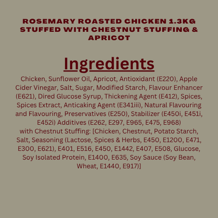 [Christmas] Rosemary Roasted Chicken 1.3kg Stuffed with Chestnut Stuffing & Apricot