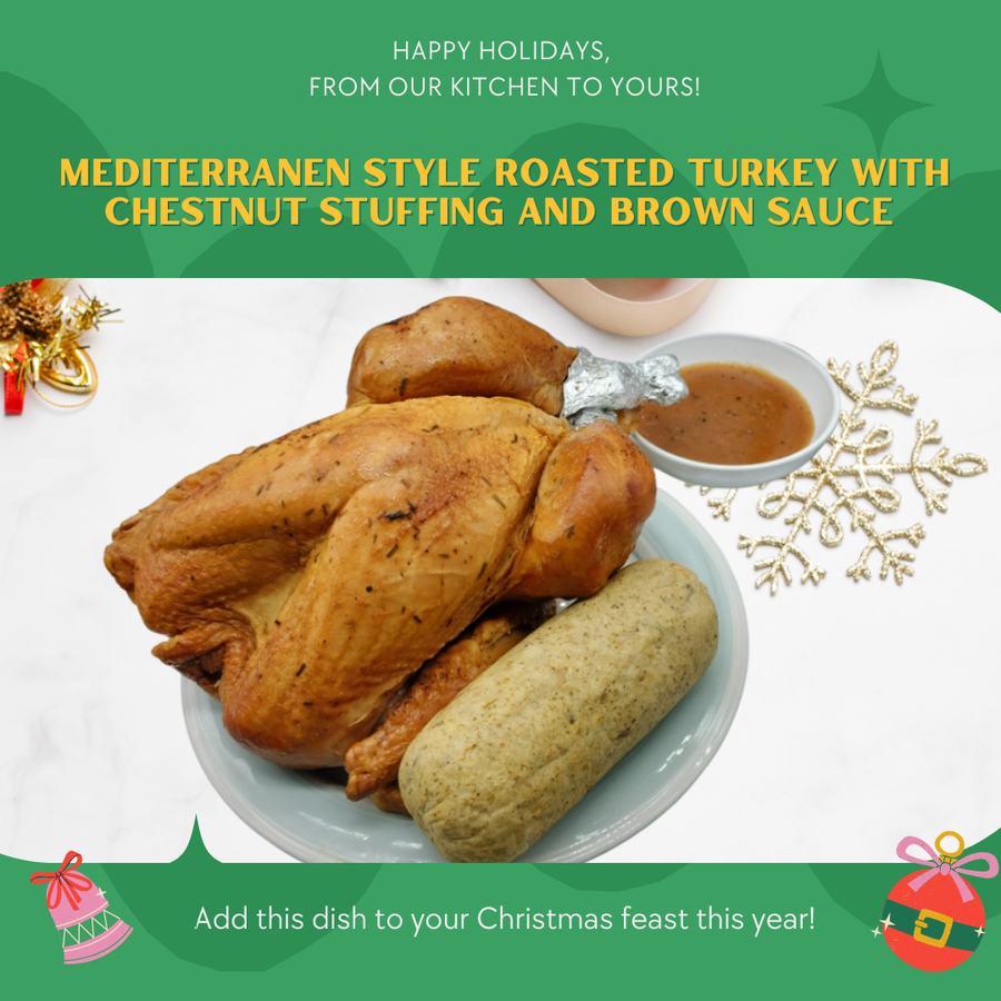 [Christmas] Mediterranen Style Roasted Turkey w Chestnut Stuffing & Apricot