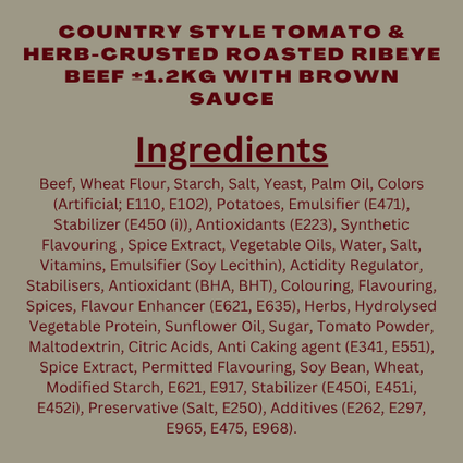 [Christmas] Tomata & Herb Crusted Roasted Ribeye Beef +/- 1.2kg with Brown Sauce
